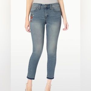 NYDJ Alina Ankle Floral Embroidered Jeans Size 8